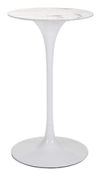 HomeRoots Furniture 24.8' x 24.8' x 42.9' Gray & White, Faux Marble, Painted Steel, Bar Table