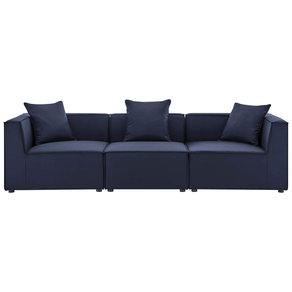 Modway Eei-4379-Nav Saybrook Outdoor Patio Upholstered 3-Piece Sectional Sofa, Navy