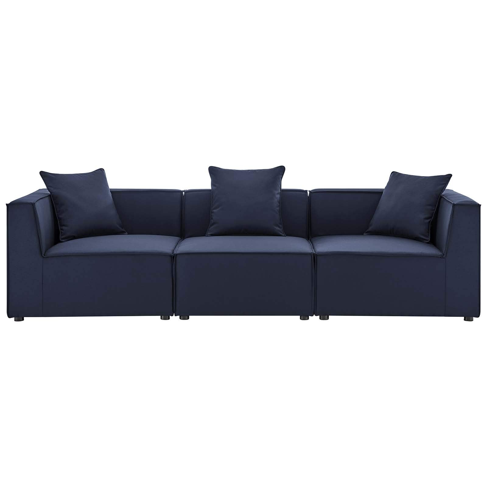 Modway Eei-4379-Nav Saybrook Outdoor Patio Upholstered 3-Piece Sectional Sofa, Navy
