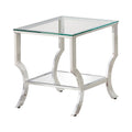 Coaster Square End Table with Mirrored Shelf Chrome / Tempered Glass 720337