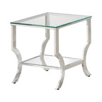 Coaster Square End Table with Mirrored Shelf Chrome / Tempered Glass 720337