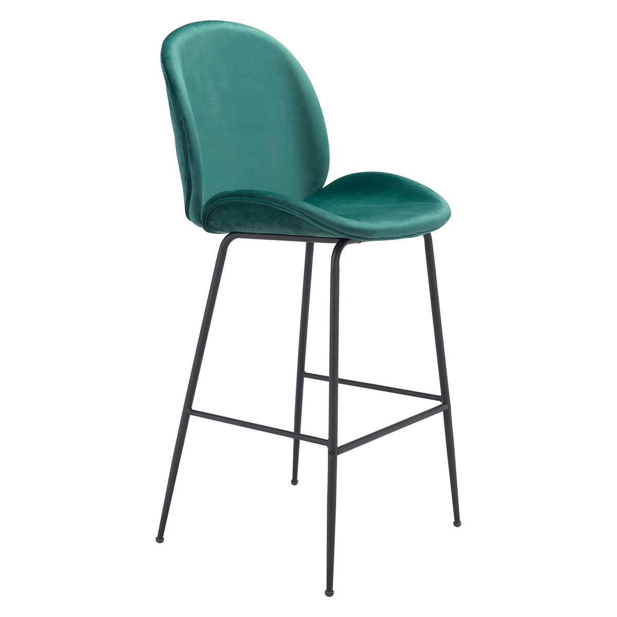 Zuo Modern - Miles Bar Chair Green - Modern - Seating - Steel, Foam, 100% Polyester - Indoor - 46.5In Height