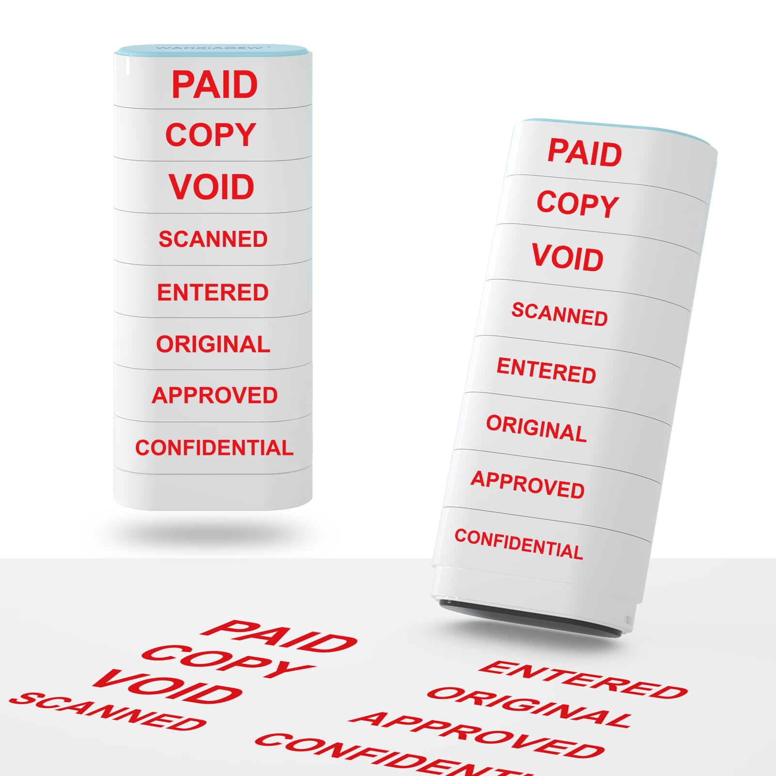 8-In-1 Office Stamps - Self-Inking Office Stamp Set For Paid, Copy, Void, Scanned, Entered, Original, Approved, And Confidential