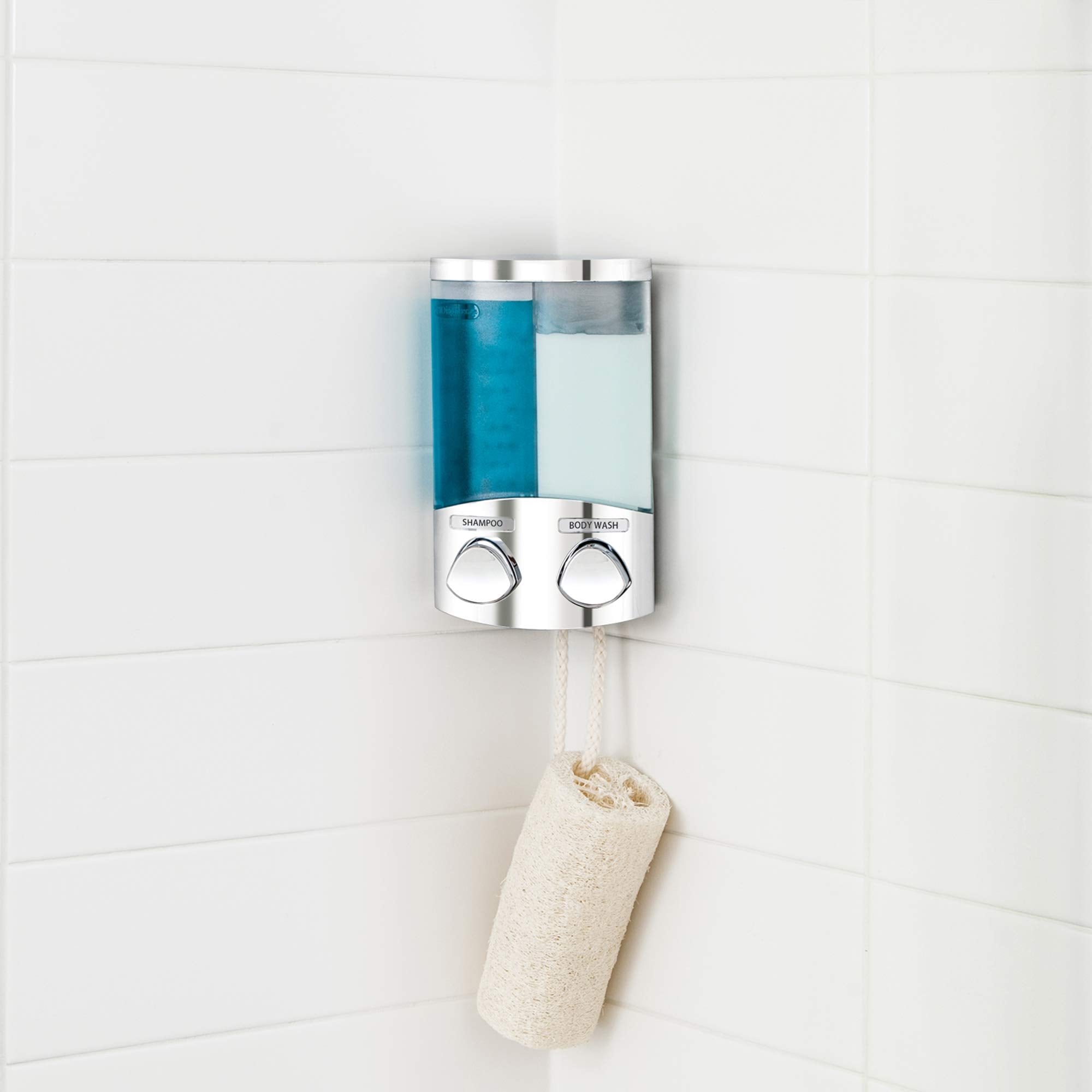Better Living Products Duo Shower Dispenser 2, Shampoo And Soap Dispenser, 2 X 10.5 Fl. Oz. Chrome, 4.75' X 3.13' 7.75'