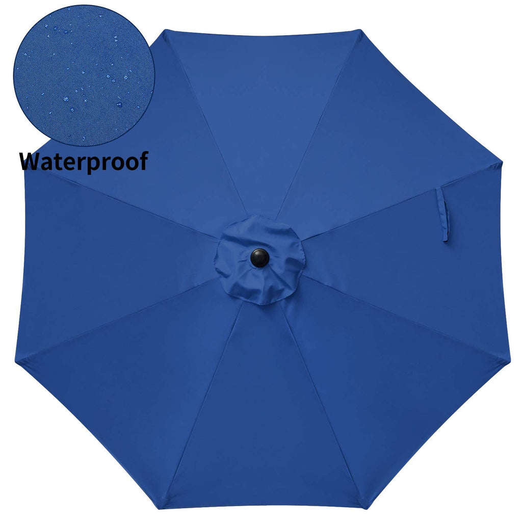 Simple Deluxe 9' Patio Umbrella Outdoor Table Market Yard Umbrella With Push Button Tilt/Crank, 8 Sturdy Ribs For Garden, Deck, Backyard, Pool, Blue