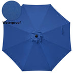 Simple Deluxe 9' Patio Umbrella Outdoor Table Market Yard Umbrella With Push Button Tilt/Crank, 8 Sturdy Ribs For Garden, Deck, Backyard, Pool, Blue