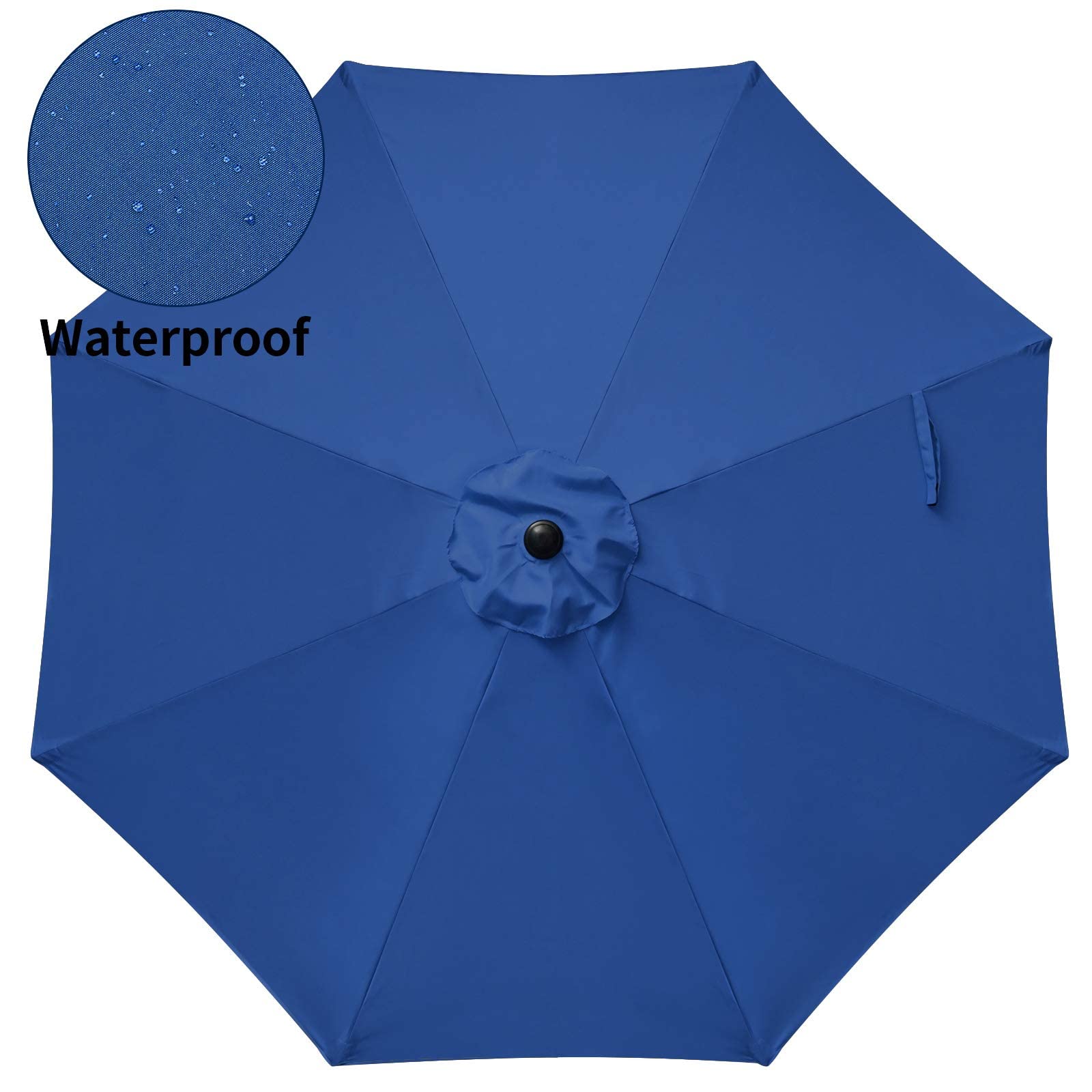 Simple Deluxe 9' Patio Umbrella Outdoor Table Market Yard Umbrella With Push Button Tilt/Crank, 8 Sturdy Ribs For Garden, Deck, Backyard, Pool, Blue