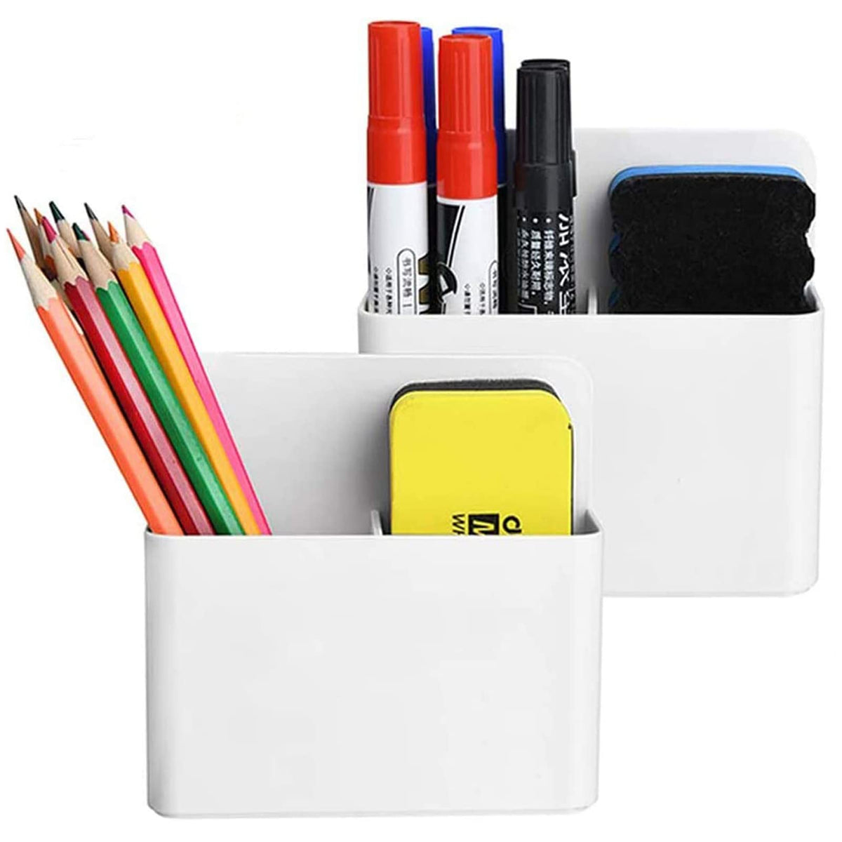Magnetic Dry Erase Marker Holder,Pen And Eraser Holder For Whiteboard,Magnet Pencil Cup Utility Storage Organizer For Office, Re