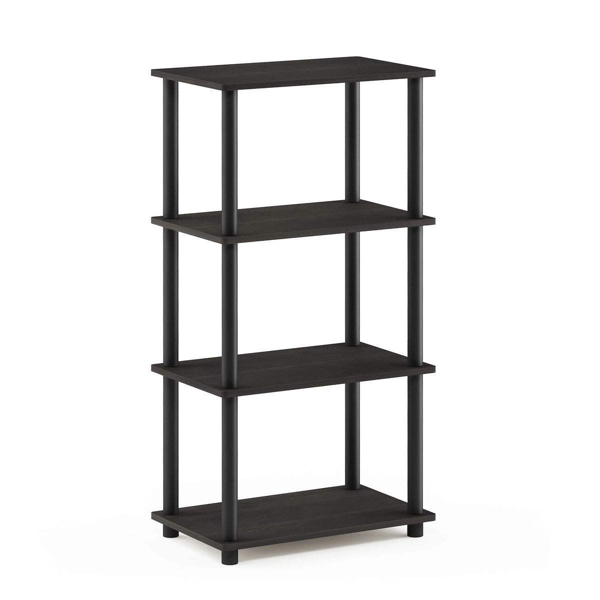 Furinno Turn-N-Tube No Tool 4-Tier Storage Shelf, Narrow, Espresso/Black