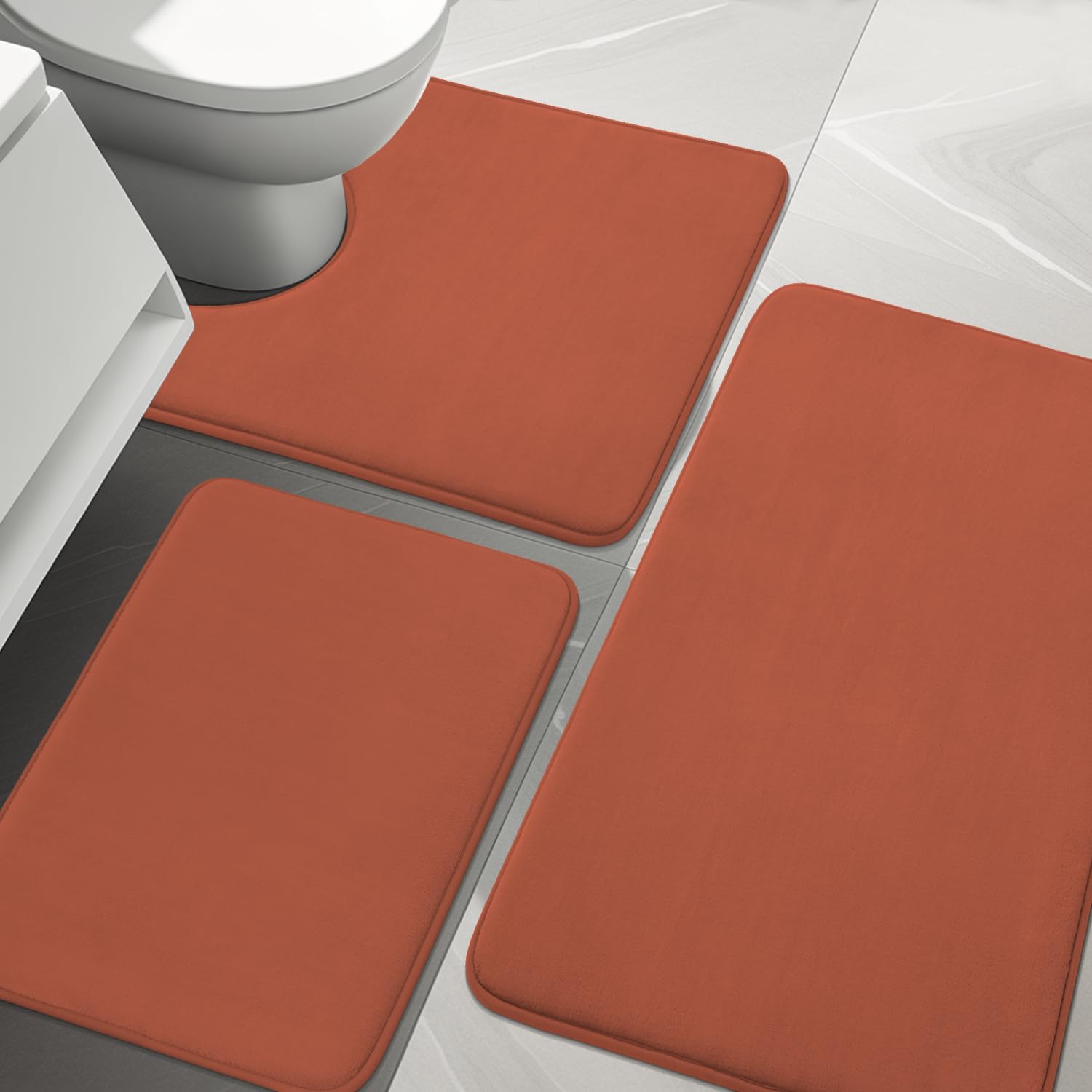 YIHOUSE Bathroom Rug Sets 3 Piece, Memory Foam Bath Mat, Non Slip Super Absorbent Soft Bathroom Mats, Machine Washable Bathroom 