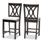 Baxton Studio Reneau Contemporary Fabric Cut-Out Back Counter Stool, Gray and Espresso, 2-Pieces/Set (153-2PC-9596-HT)