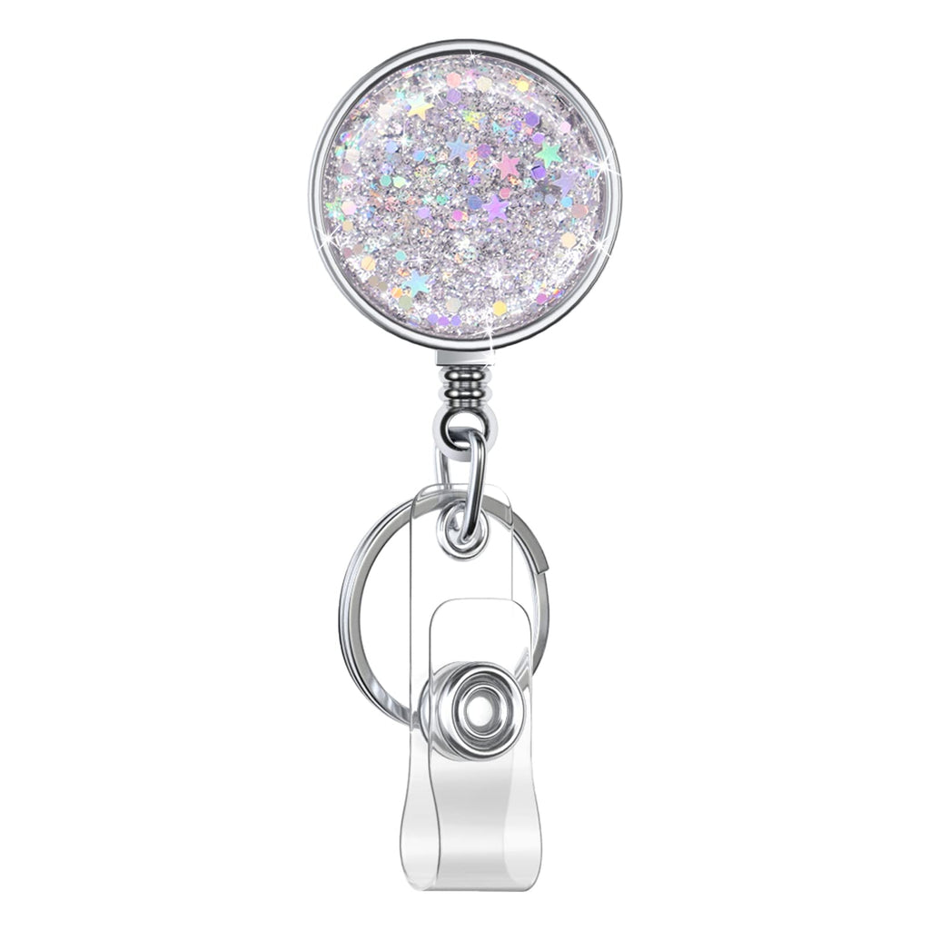 Retractable Badge Holder, Retractable Badge Reels,Lightweight Plastic Badge Reel Card Holder With Key Ring Backing Belt Clip For