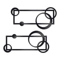 OYEFLY 2 Pcs Metal Abstract Wall Art,Modern Geometric Decor (Black, style 2)