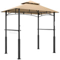 Outsunny 8 x 5 Grill Gazebo, Double Tiered Outdoor BBQ Gazebo with LED Light, 2 Side Shelves, Hooks and Bottle Opener for Pati