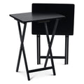 Pj Wood 2-Pack Tv Tray Folding Dinner Table W/Collapsible Storage Rack, Black