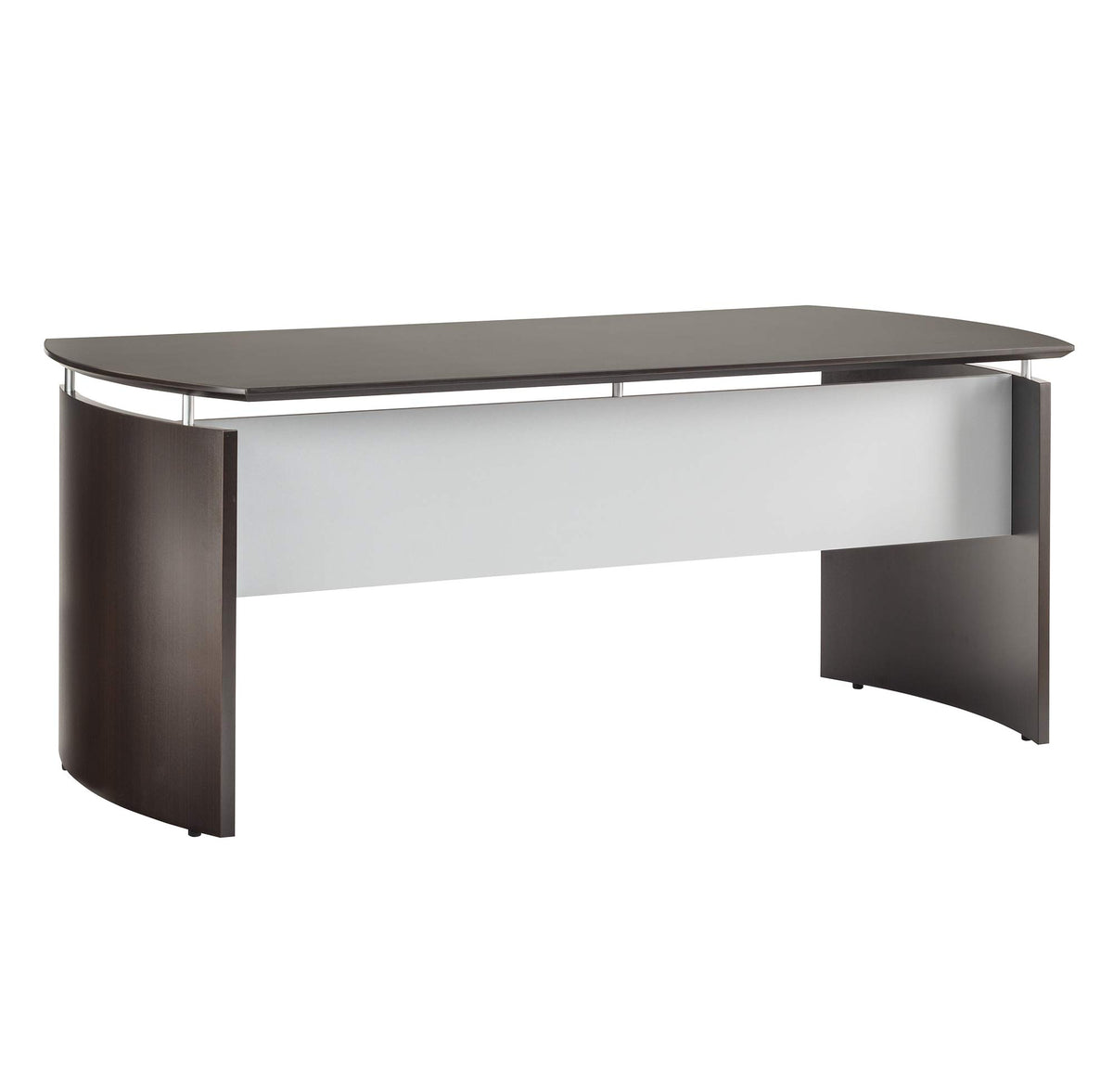 Mayline Medina Curved End Desk, 72 in, Mocha Laminate