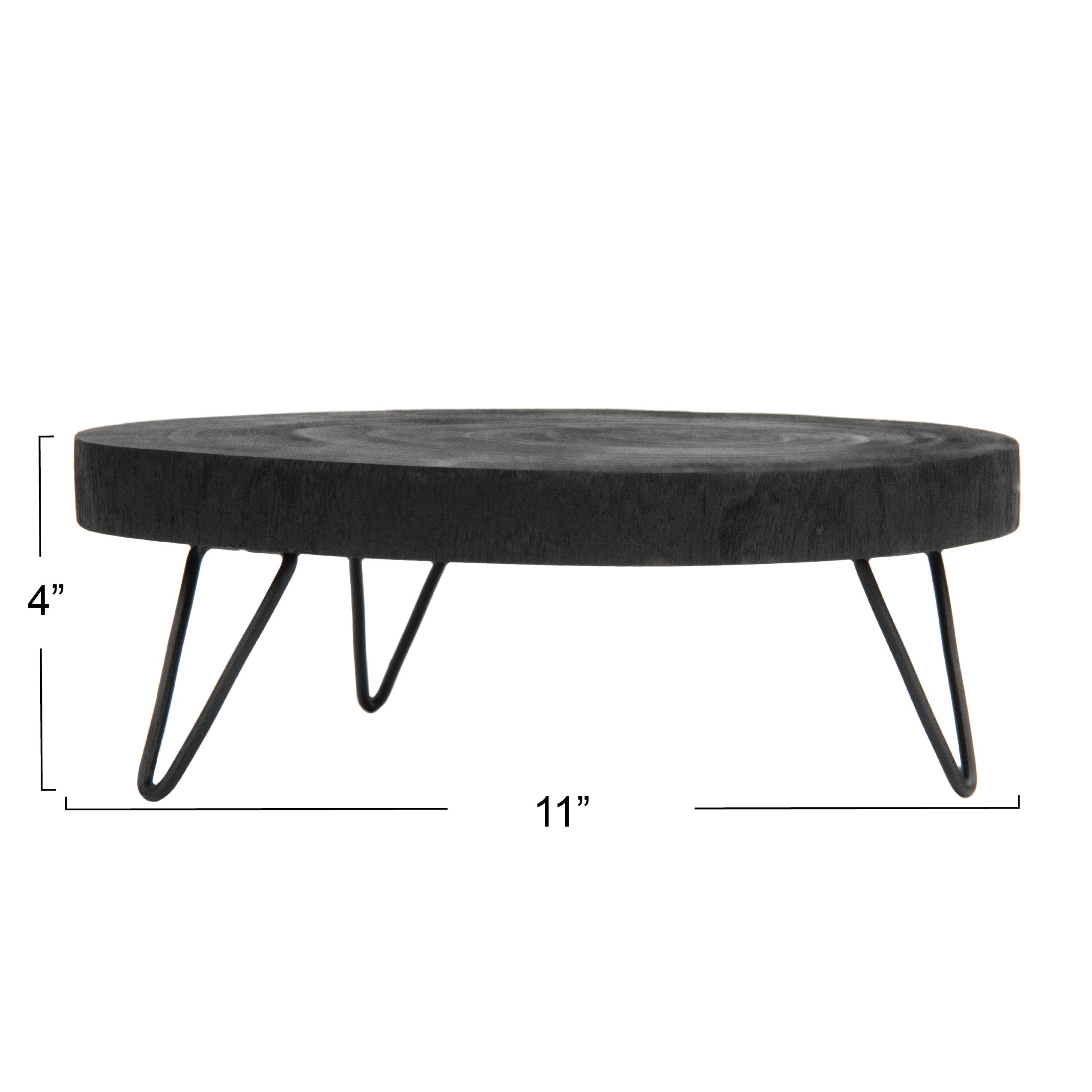 Creative Co-Op Decorative Paulownia Wood Pedestal, Black, 11''