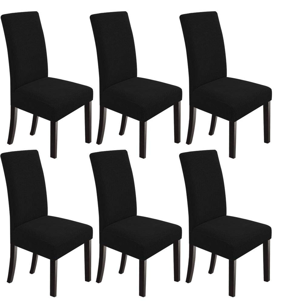 Northern Brothers Chair Covers For Dining Room Set Of 6 Black Chair Covers Stretch Chair Covers Parsons Chair Slipcover Protector For Dining Room, Kitchen, Hotel
