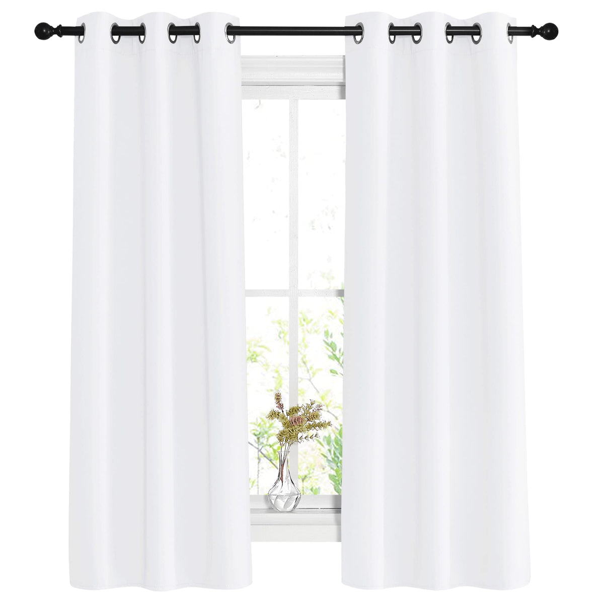 Nicetown White Curtains For Living Room - Thermal Insulated Window Treatment 50% Light Blocking Solid Grommet Top For Bedroom/Gi
