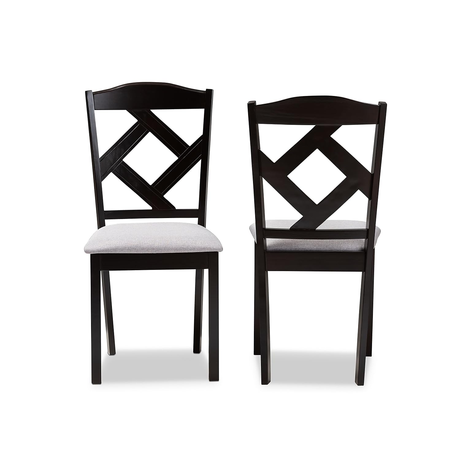 Baxton Studio Ruth Contemporary Fabric Dining Chair, Grey and Espresso Brown, 2/Set (149-2PC-8962-HT)