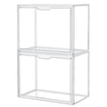 ZLLZUU Clear Storage Bins with Lids, 2 Pack Acrylic Display Case with Magnetic Door for Cosmetic Collectibles Large Figures Mode