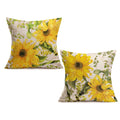 Fukeen Sunflower Decorative Holiday Pillow Covers Yellow Floral Design Pillow Cases Square Cotton Linen Set Of 2 Throw Pillow Cu