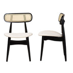 Baxton Studio Tarana Mid-Century Fabric Dining Chair, Cream/Black/Light Brown, 2/Set (234-2P-13297-HT)