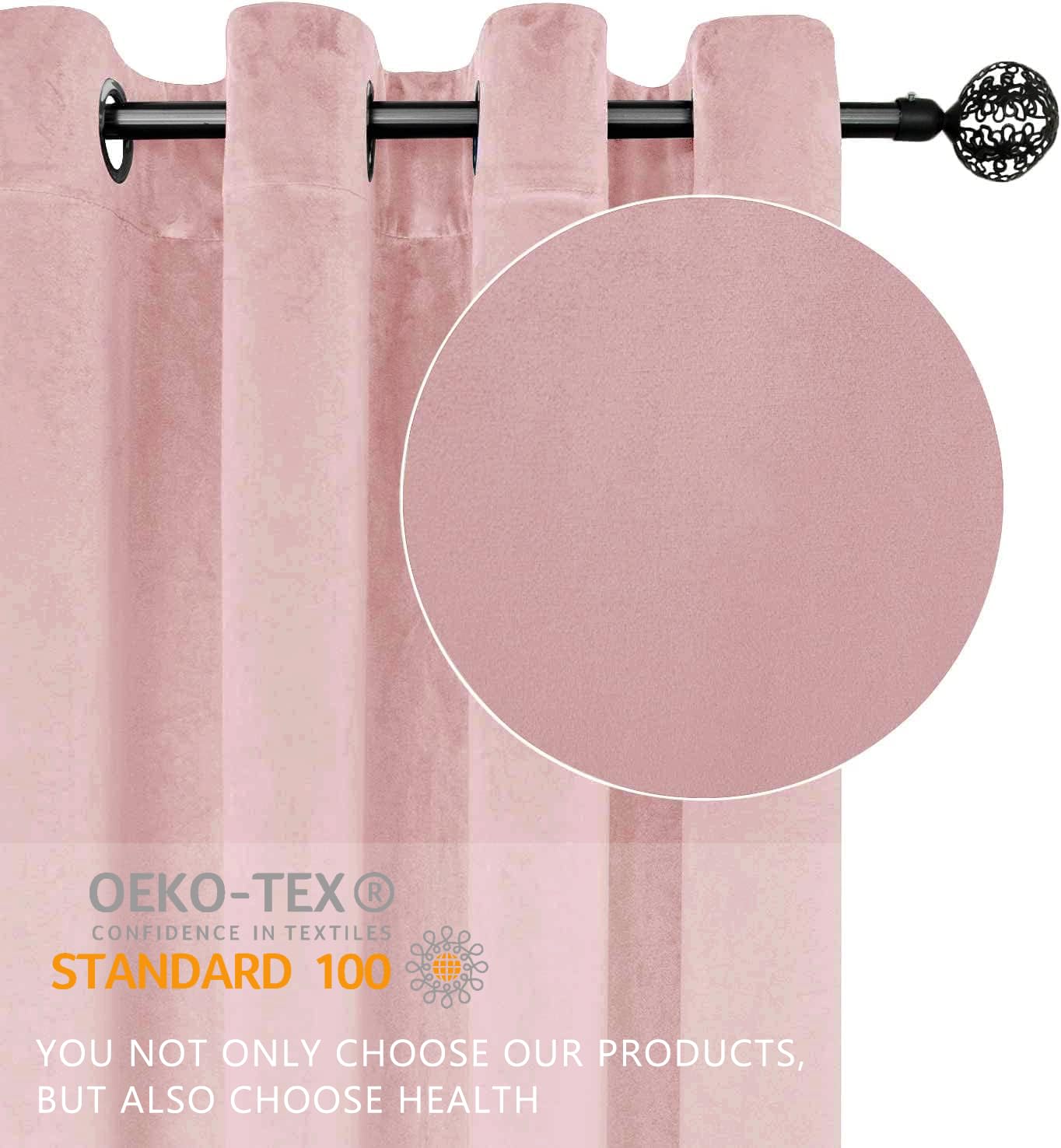 Smiletime Pink 90In Long Velvet Curtains With Grommet, Thermal Insulated Super Soft Privacy Noise Reducing Light Blocking Velvet