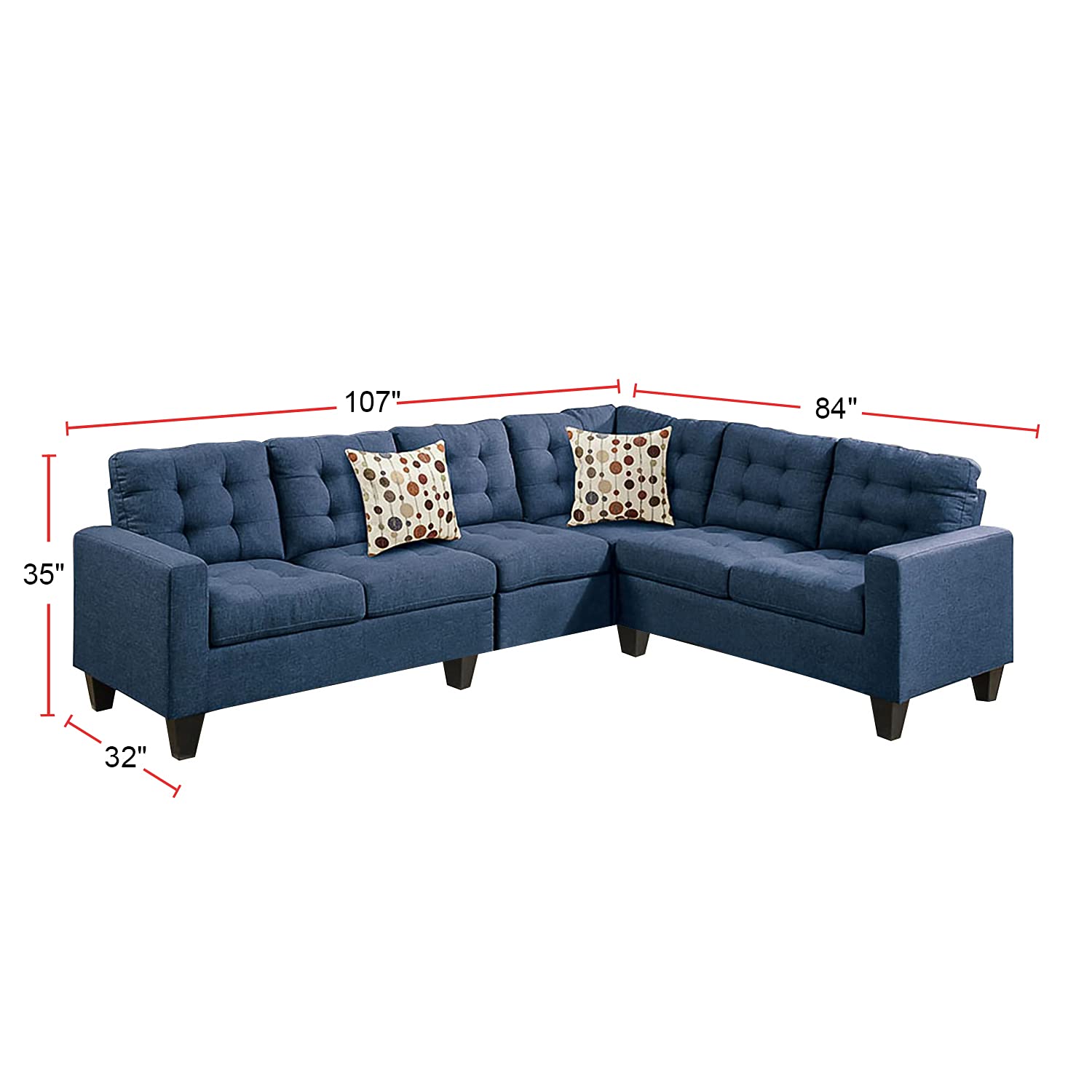 simple relax 4 Piece Linen-Like Fabric Modular Sectional Sofa, Navy