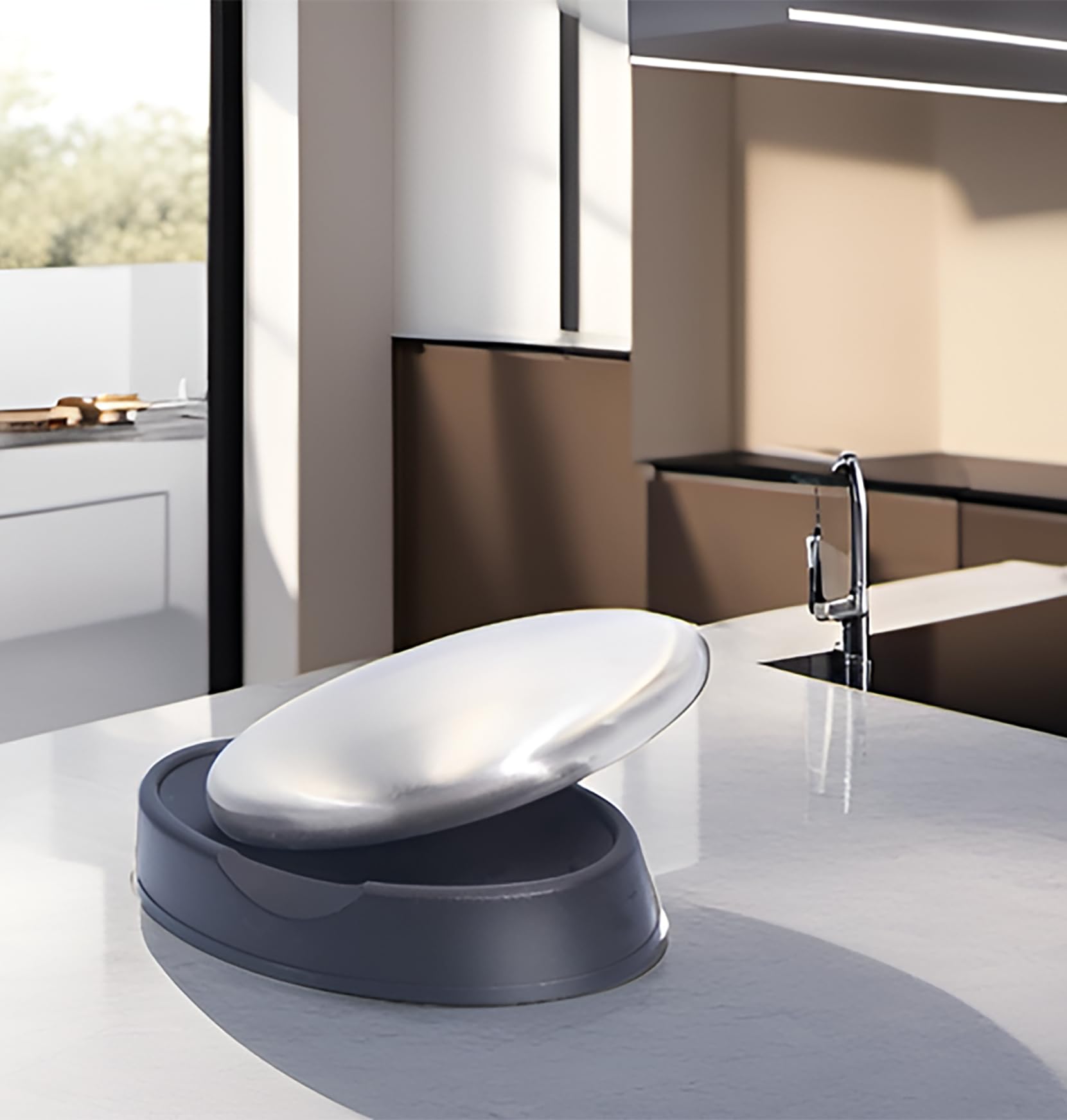 ROPTO Stainless Steel Soap Bar - Odor Remover for Hands, Eliminates Onion & Garlic Smells, 1 Count, Silvery Finish