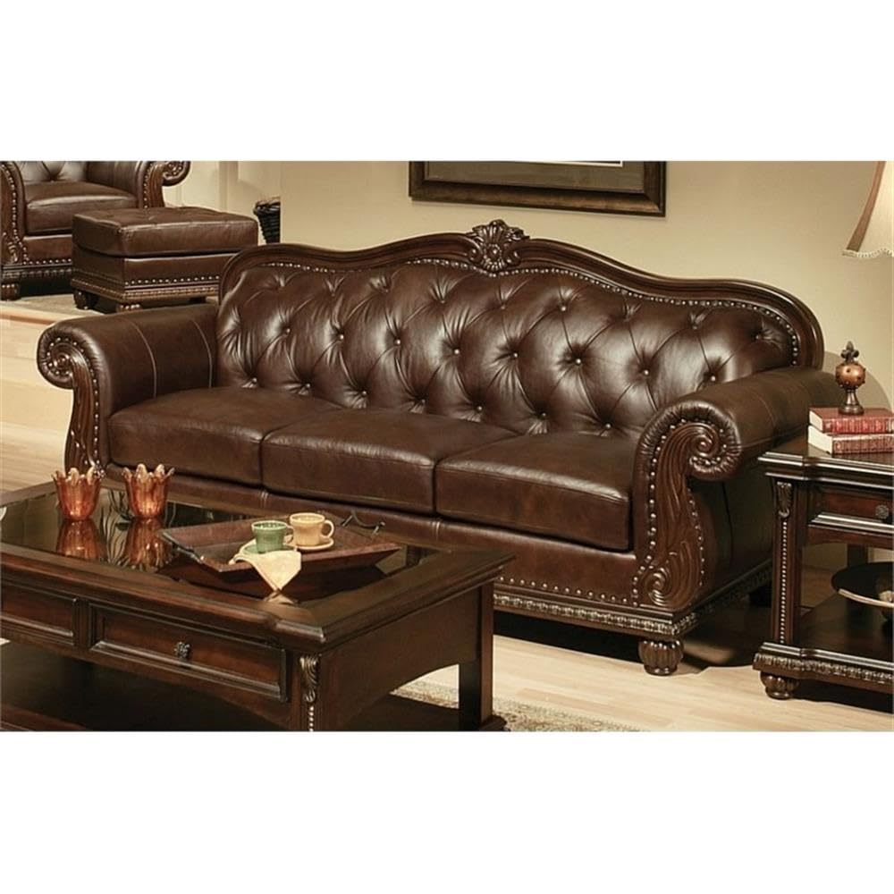 Acme Anondale Tufted Upholstered Leather Sofa - Thumbnail 3