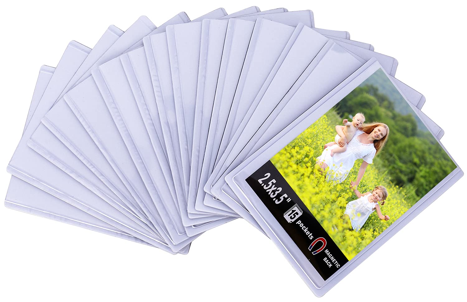 Sooyee Magnetic Picture Frame,Magnetic Frame 2.5X3.5,Photo Magnets for Refrigerator,White,15 Pack