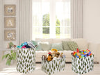 Sanjiaofen Square Woodland Storage Bin, Nursery Basket,Collapsible Green Storage Box With Handles For Nursery Storage. (Square Tree)