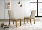 Lilola Home Jasper Set of 2 Driftwood Finish Beige Fabric 19" W Dining Chair