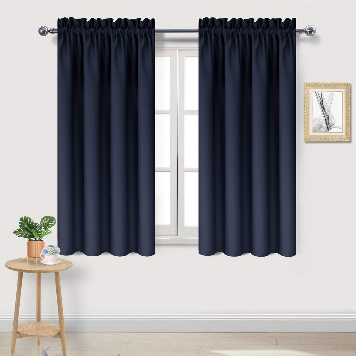 Dwcn Navy Room Darkening Blackout Curtains - Thermal Insulated Privacy Energy Saving Window Curtain Drapes 38 X 45 Inch Length,