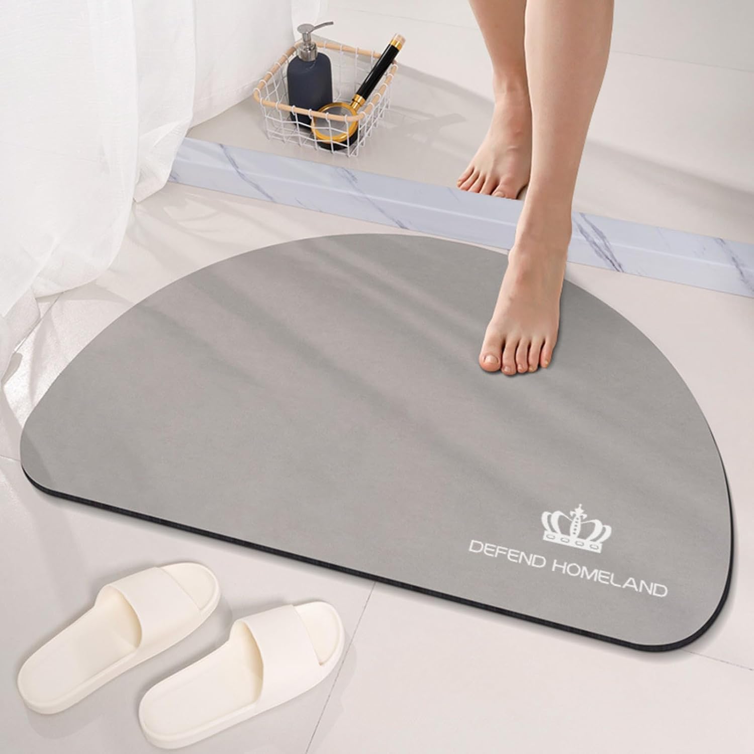 JOLYMIT DShape Bathroom Mat for Kitchen Living Room, Quickly Drying Bathroom Mat, Rubber Non Slip Mat, Washable Bath Mats for B