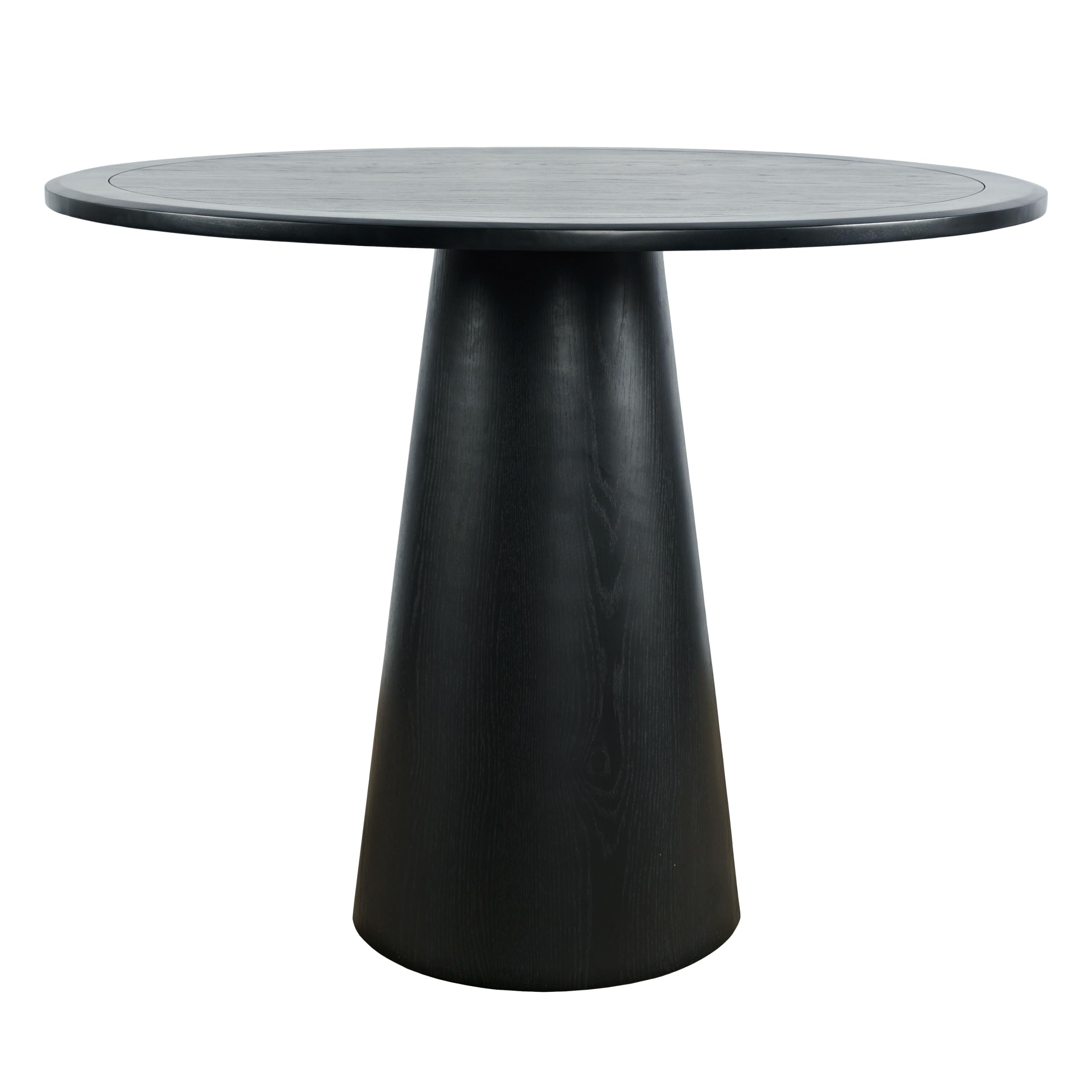 Jofran Nash Mid-Century Modern Round Pedestal Dining Table For Kitchen Or Dining Room, Black, 36' Counter Height