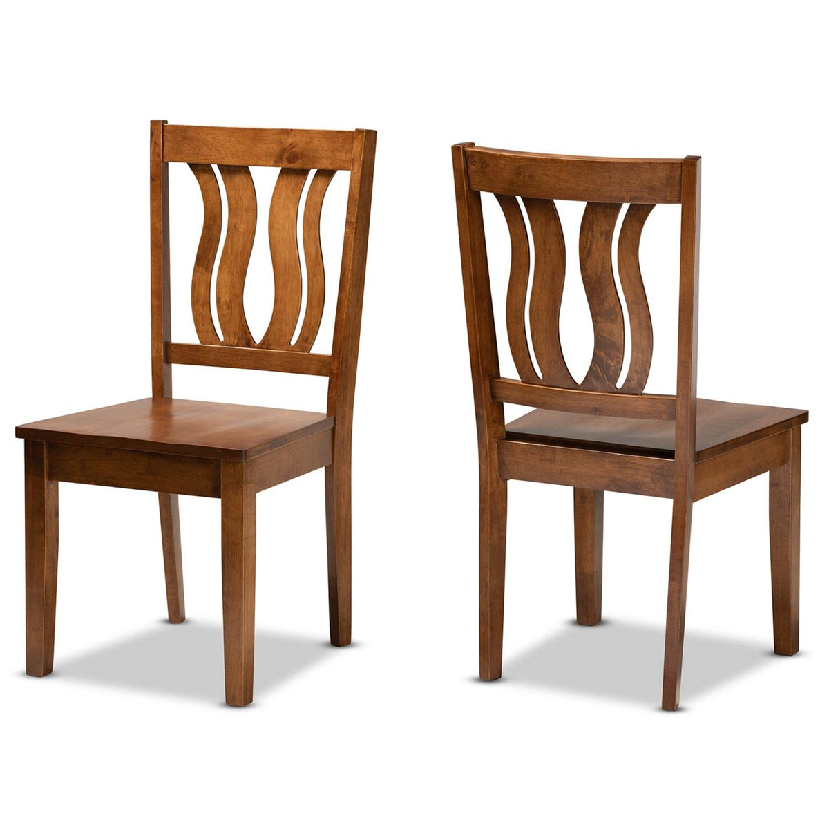 Baxton Studio Fenton Modern and Contemporary Transitional Walnut Brown Finished Wood 2-Piece Dining Chair Set