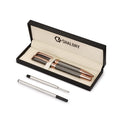 Shalory Ballpoint And Rollerball Pen Set, Stylish Line Engraved Metal Pen Elegant Smooth Writing Gift Pen (2 Pens With 2 Extra R