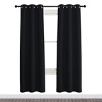Nicetown Black Out Curtain Panel Shade, Single Piece, 34 Inches Wide By 72 Inches Long, Black, Solid Energy Efficient Eyelet Top Window Blind For Guest Room