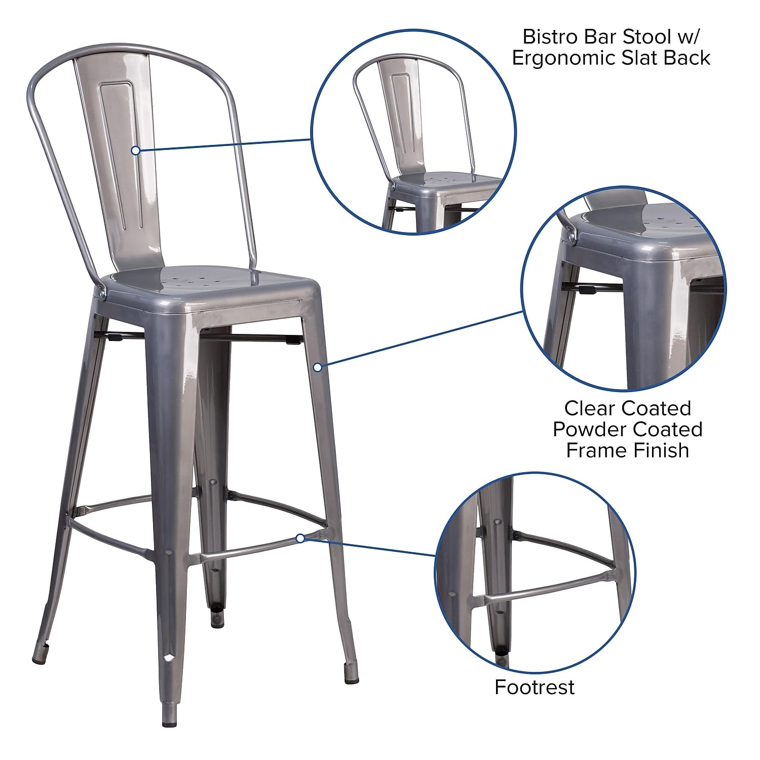 Flash Furniture 30'' High Clear Coated Indoor Barstool With Back