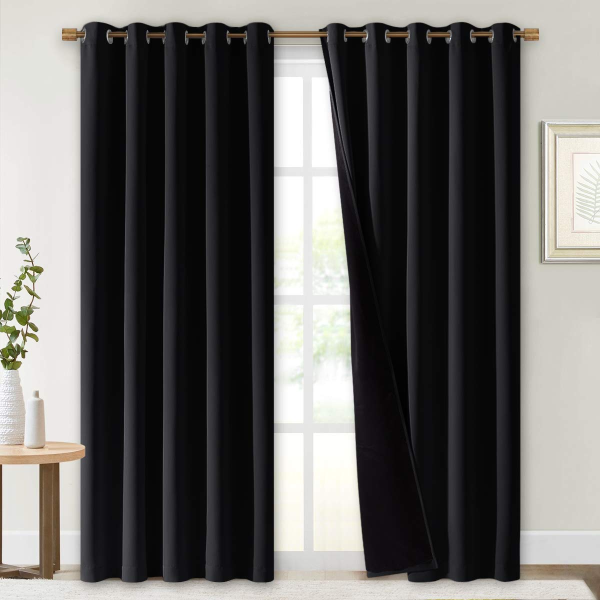 Nicetown High-End Thermal Curtains, Full Blackout Curtains 84 Inches Long For Dining Room, Soundproof Window Treatment Drapes Fo