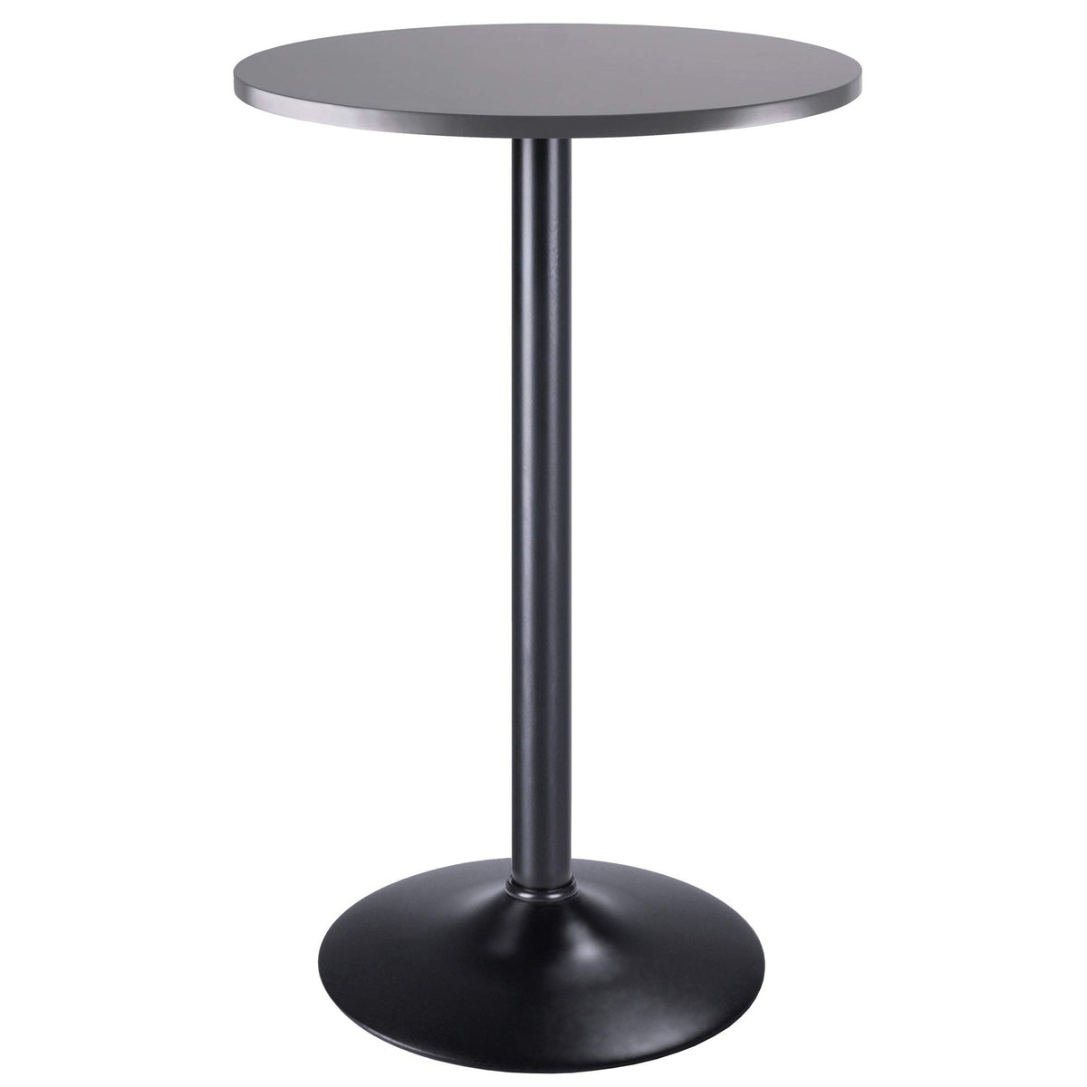 Ergode Wood Tarah Pub Table - Compact & Stylish CAF Dining Experience - Gray Finish - 23.6" Tabletop - Matte Black Metal Base - Easy Assembly - 60-Day Replacement Service