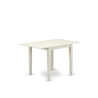East West Furniture 1NDAB5-LWH-64 5 Piece Dinette Set for 4 Includes a Rectangle Room Table with Dropleaf and 4 White Faux Leather Parson Dining Chairs, 30x48 Inch