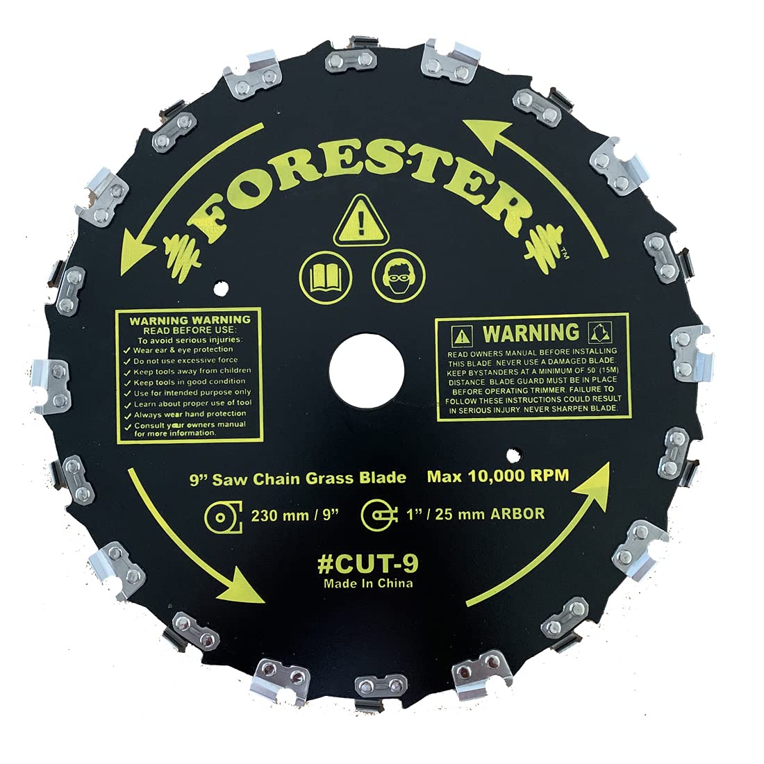 Forester 9    Chainsaw Brush Cutter Blade - 20 Tooth Circular Trimmer Saw Blade - For Trimming Trees, Clearing Underbrush, Cutti
