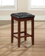 Crosley Upholstered Square Seat Bar Stool With 24" Seat Height - Set Of 2 Vintage Mahogany