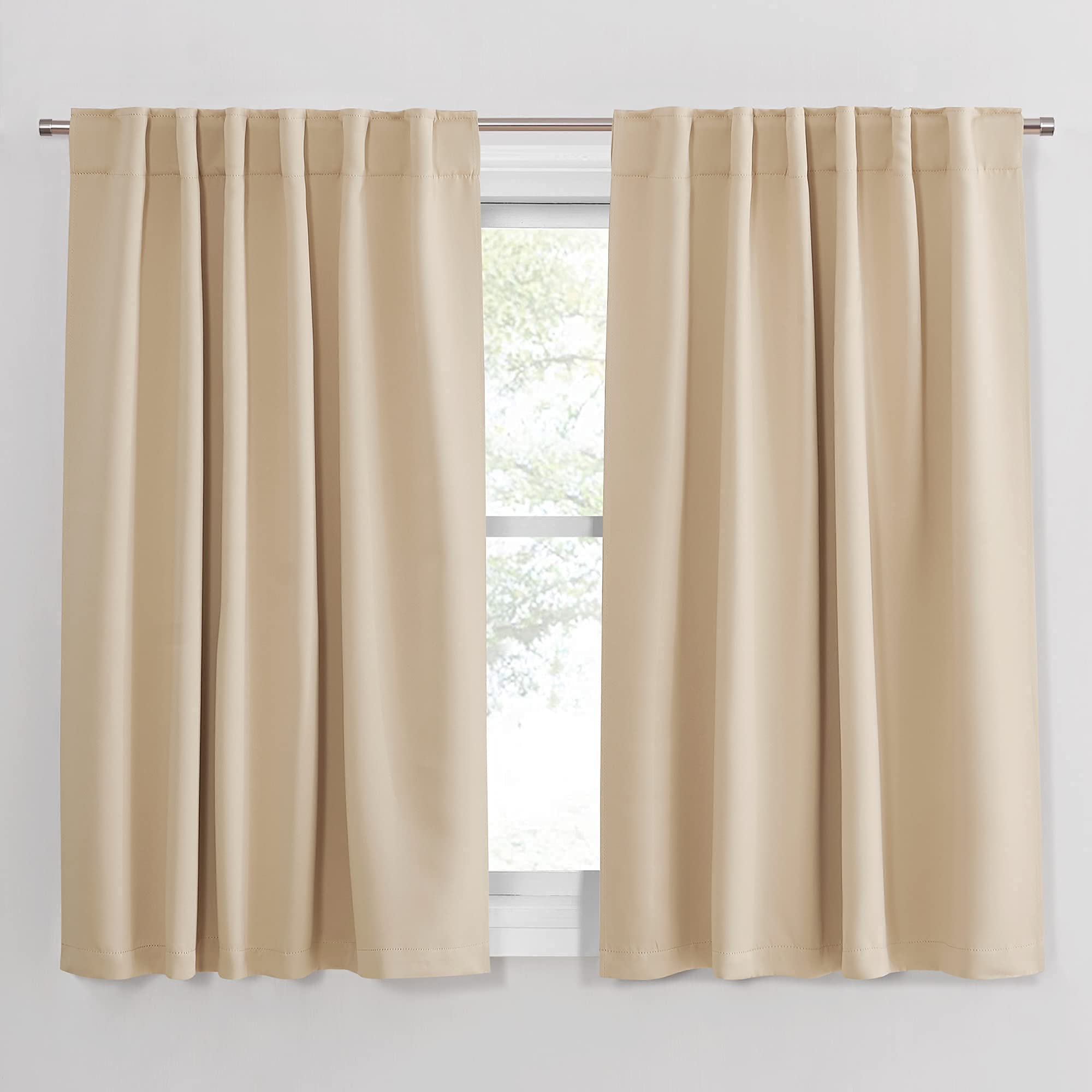 PONY DANCE Kitchen Window Curtains - Light Block Home Decor Back Tab and Rod Pocket Draperies Heavy-Duty Thermal Insulated Curta