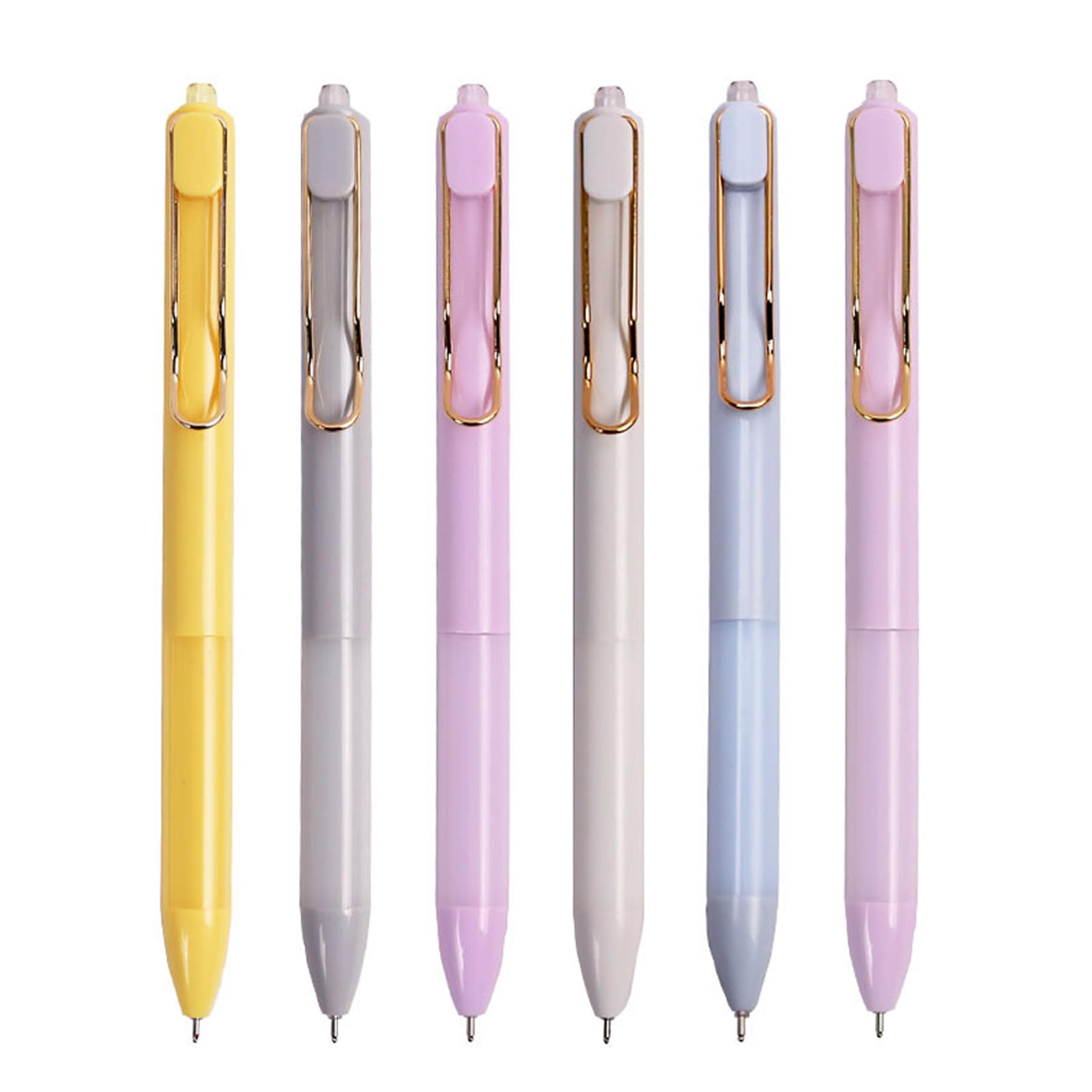 Dunbong Retractable 0.5Mm Porous Point Pen, Metal Clip, Non-Slip Pen Holder, Black Ink Gel Pens, Box Of 6 Pens (6)