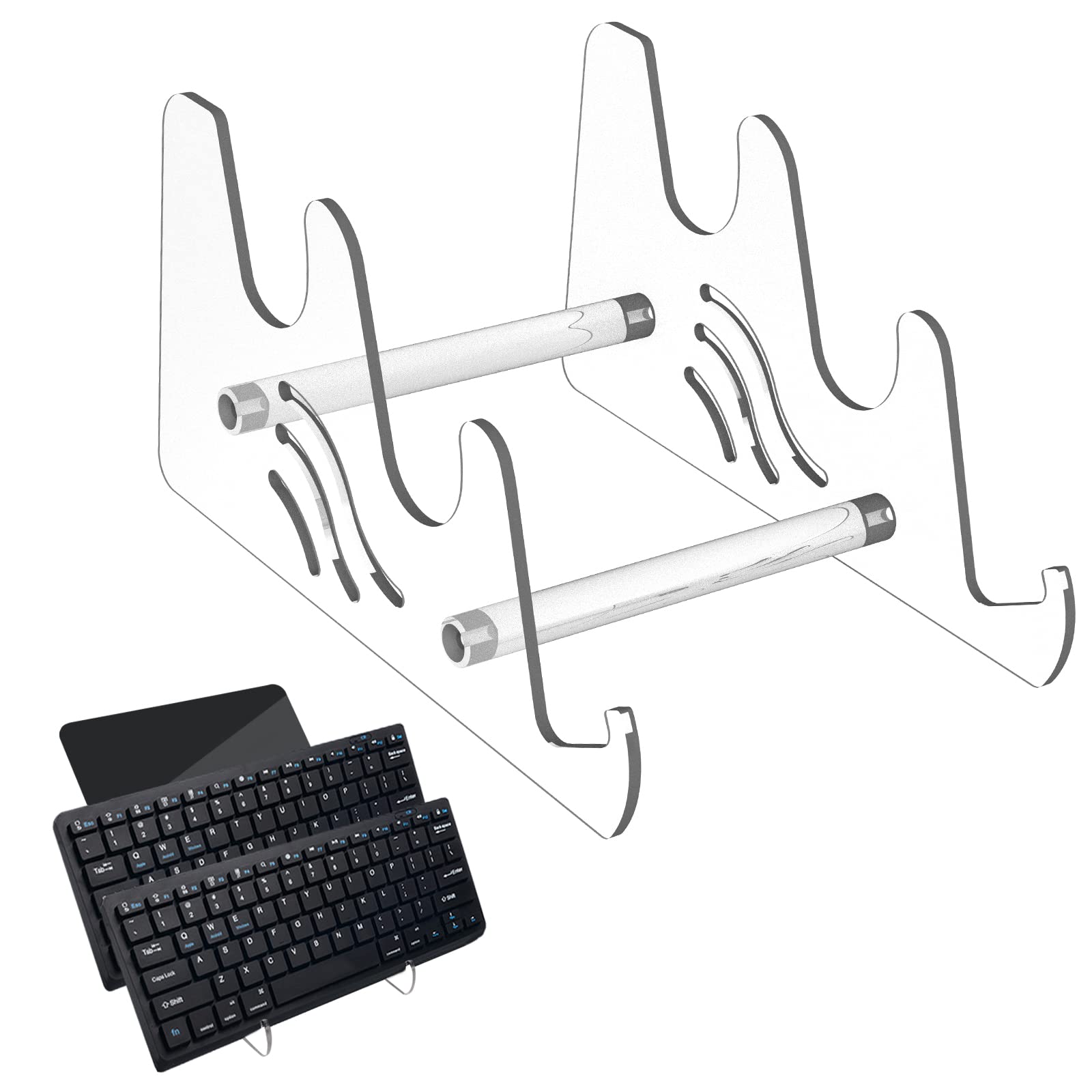 Kamehame Keyboard Display Stand, 3 Tier Mechanical Computer Keyboard Stand, Clear Acrylic Gaming Keyboards Storage Holder
