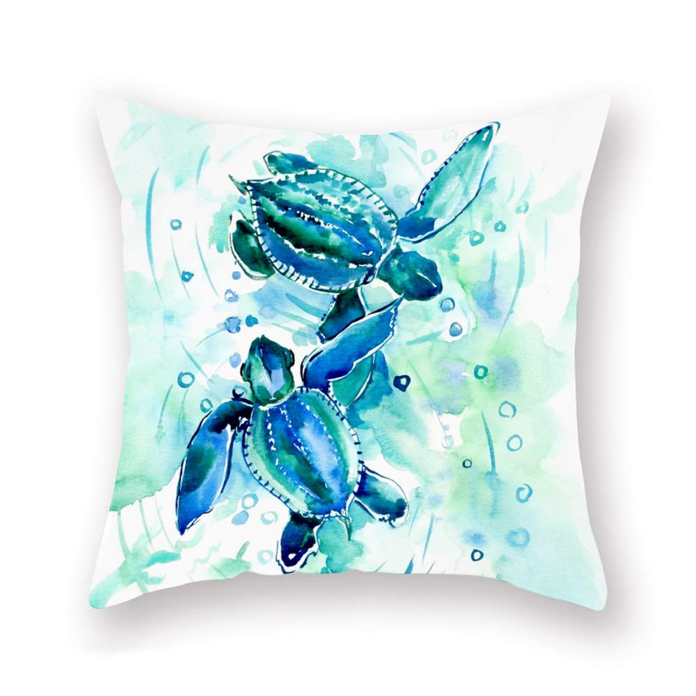 Sea Turtle Throw Pillow Cover Summer Ocean Theme Decor Cushion Case Super Soft Square Decorative Pillow Covers For Home Sofa Cou